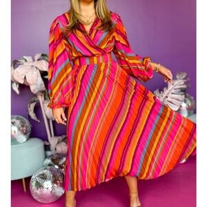 Vibrant Multicolor Striped Dress